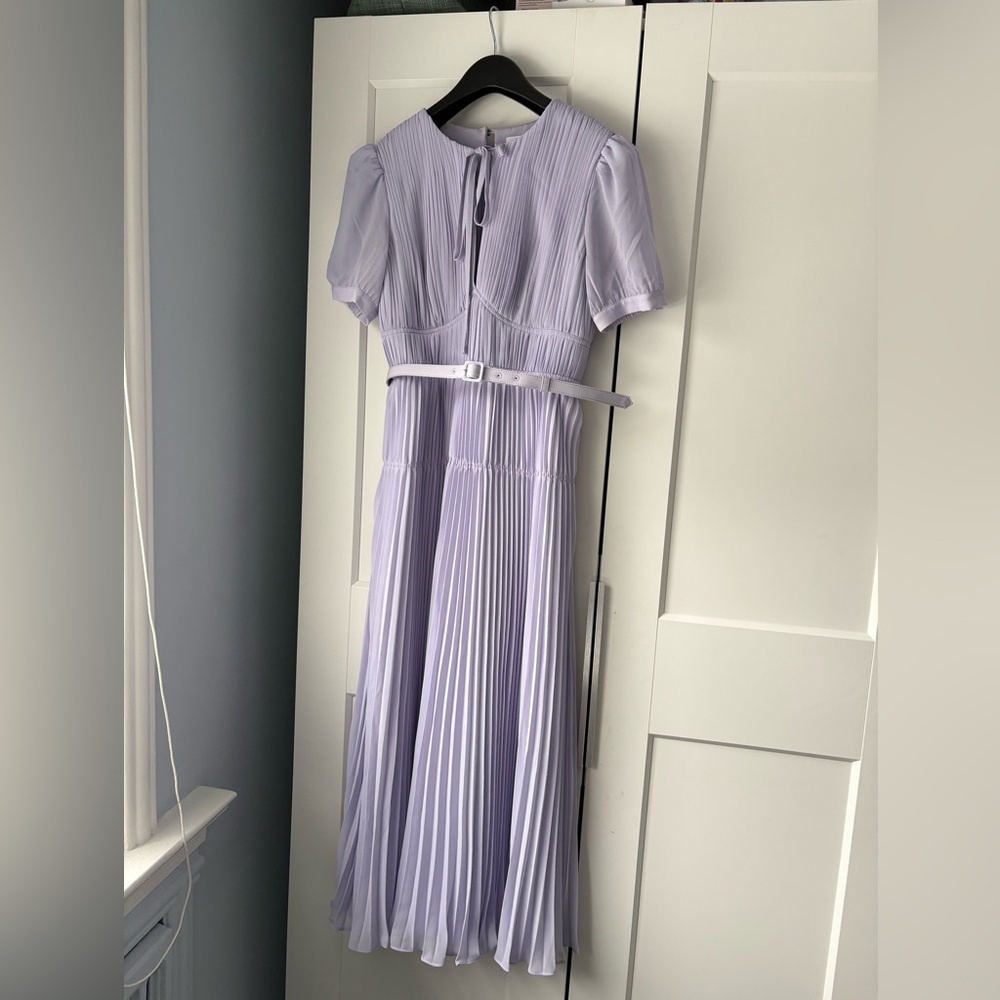 Self Portrait Lavender Pleated Midi Dress, Size 4 - Picture 4 of 6